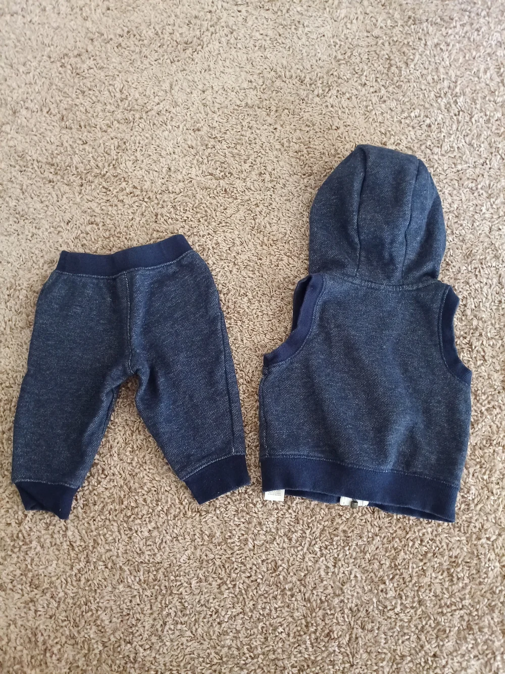 Carter's‎ Denim-Style Hooded Vest and Joggers Set - Navy
